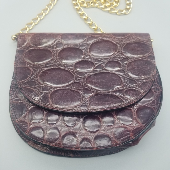 Vintage Gold Chain Joan & David Calfskin Patent Crossbody Bag - Picture 2 of 9